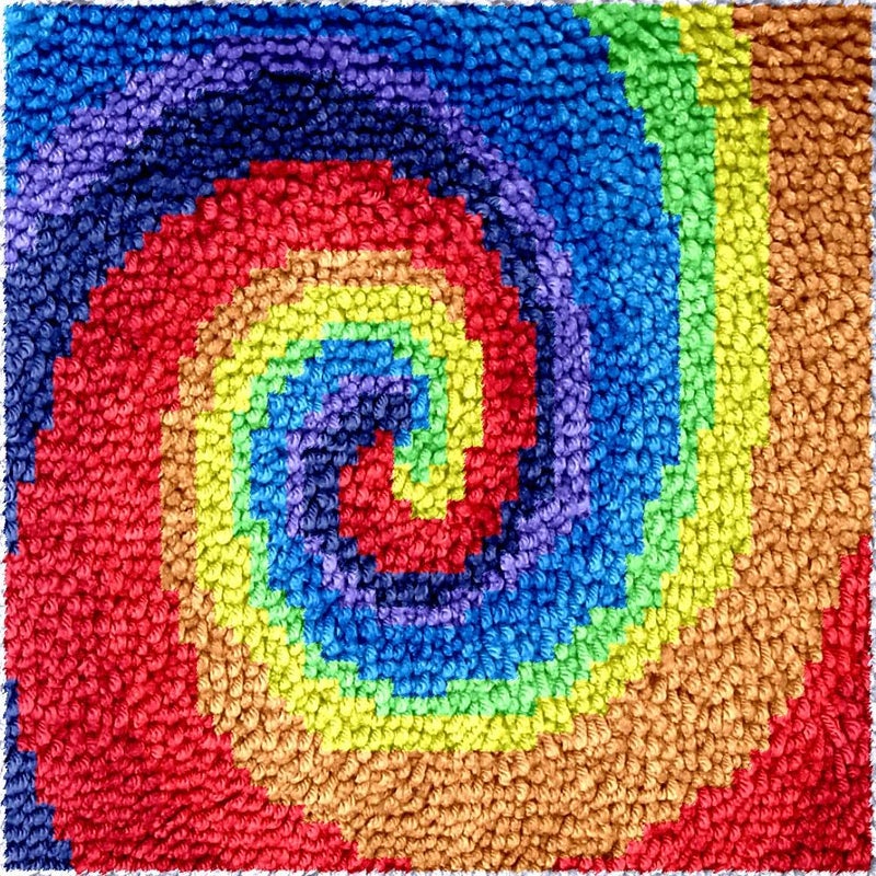 Numptain Latch Hook Kits for Adults,DIY Rug Crafts Love Rainbow Pattern Color Printed Canvas,Latch Hook Kits for Beginners Handmade Needlework Crafts Home Decoration,12"x12" NT4 - Image 1